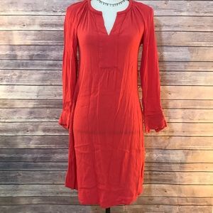 Banana Republic Coral Red Long Sleeve Dress